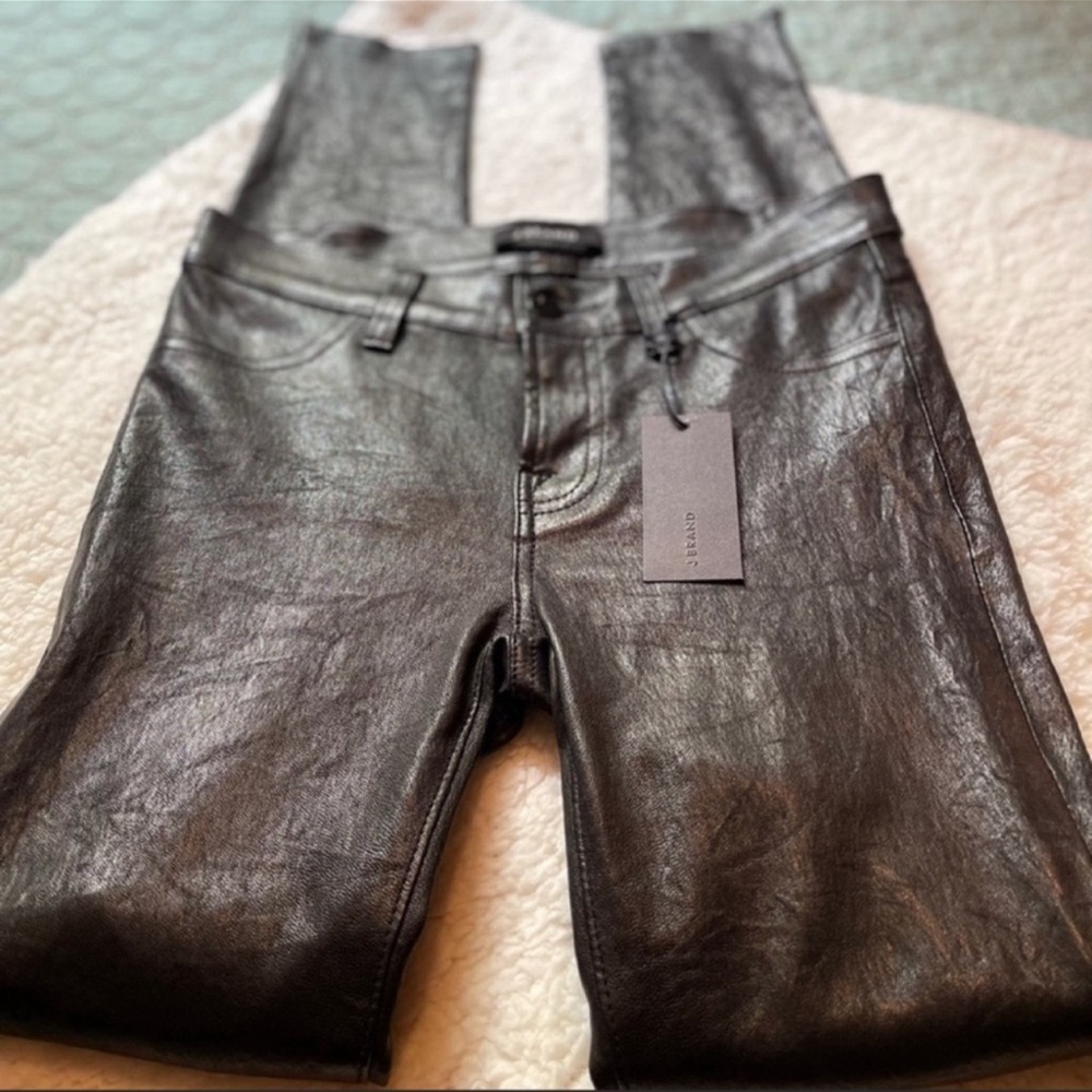 NWT J BRAND L8001 Super Skinny Black Leather Legging, Size 25.